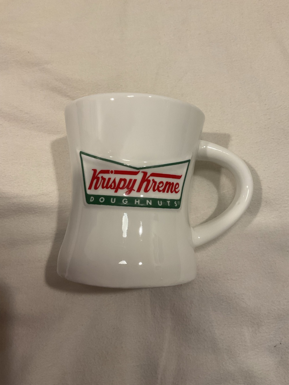 Krispy Kreme White Ceramic Mug with Red & Green Logo